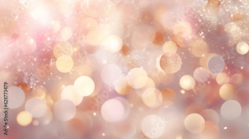 Generative AI : Vector abstract pastel Pale Pink and Champagne color bokeh background. Festive defocused lights.