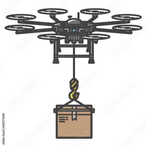 ホイスト・ウインチ機構を搭載した、貨物を輸送する大型の物流・産業用カーゴドローン