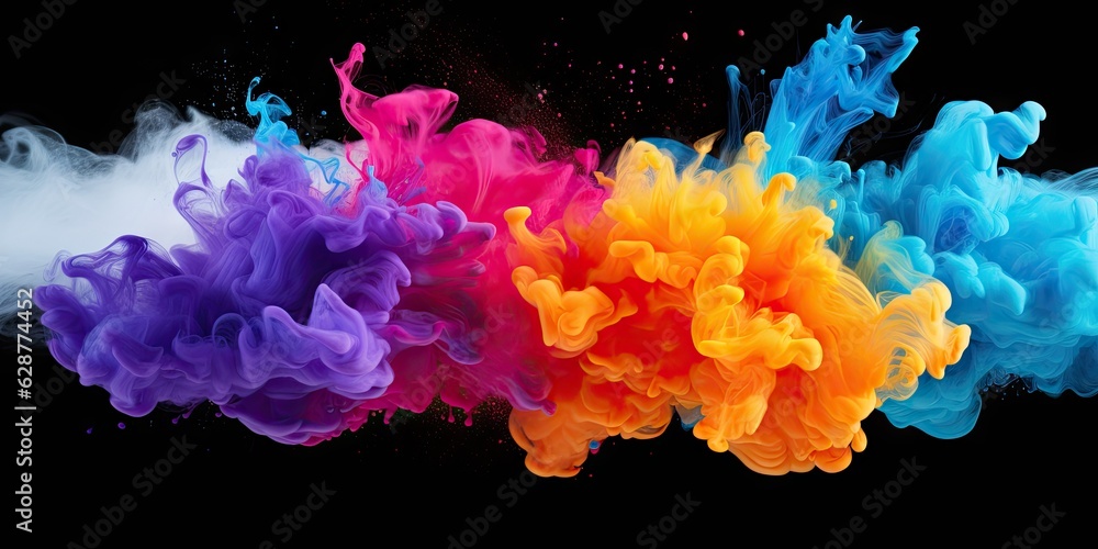 Colored powder explosion on black background. Colored powder explosion on black background.