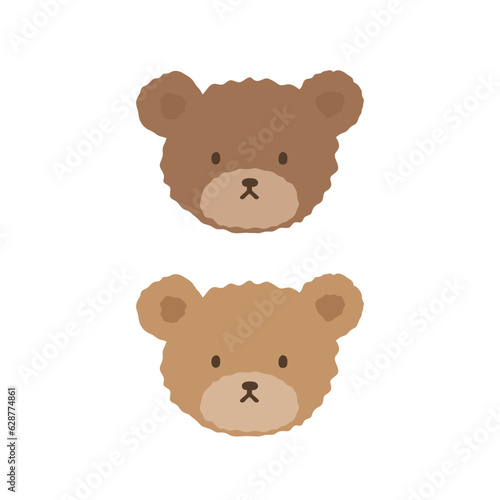 Cute teddy bear face illustration vector white background