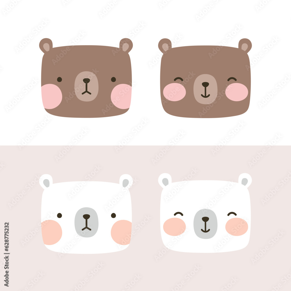 Obraz premium Cute teddy bear face illustration vector white background