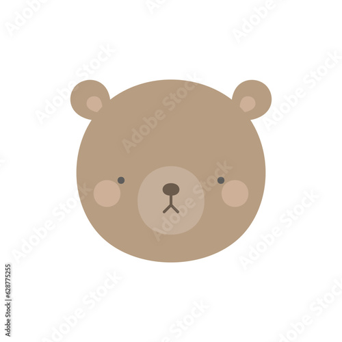 Cute teddy bear face illustration vector white background