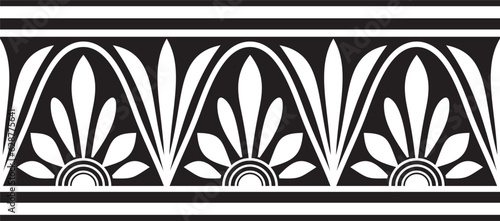 Tablou pe pânză Vector monochrome black seamless classical Greek meander ornament