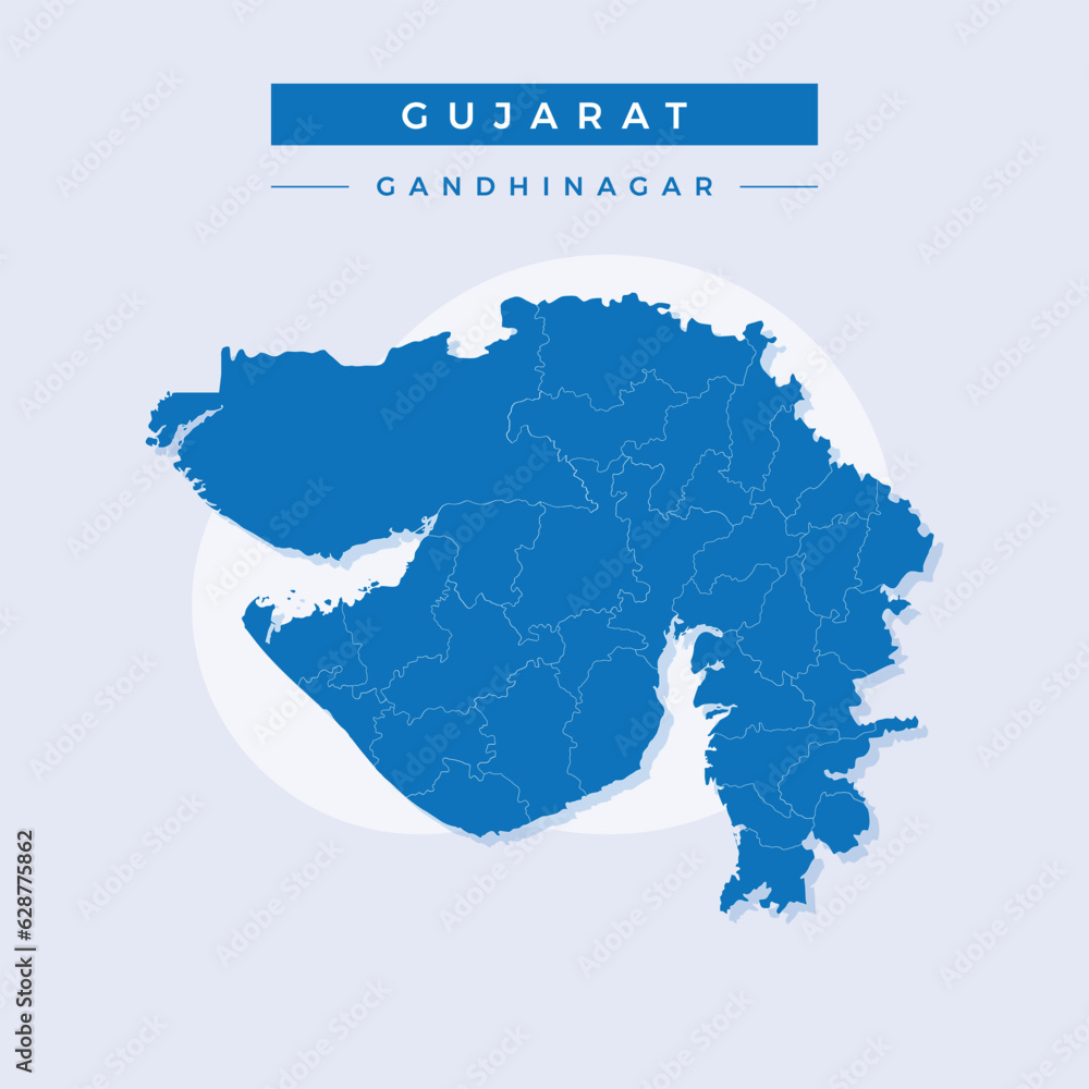 National map of Gujarat, Gujarat map vector, illustration vector of