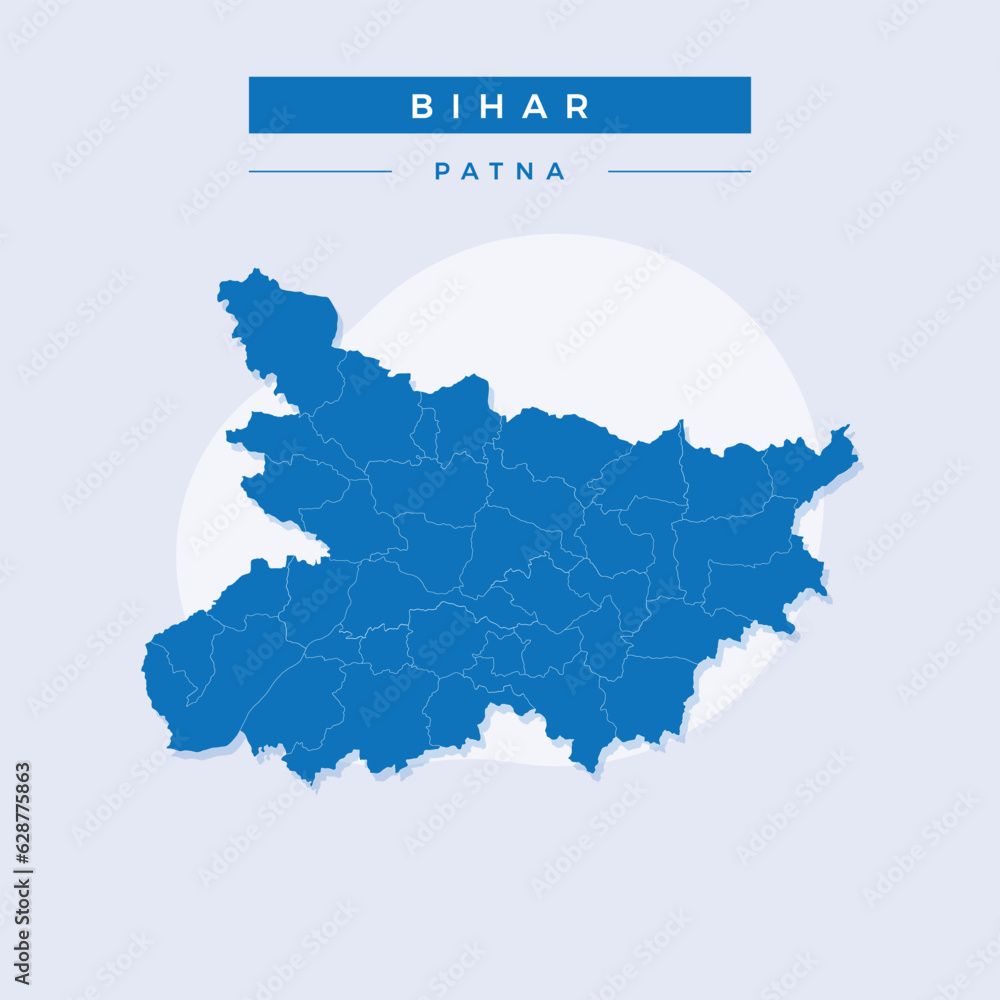 National map of Bihar, Bihar map vector, illustration vector of Bihar Map.