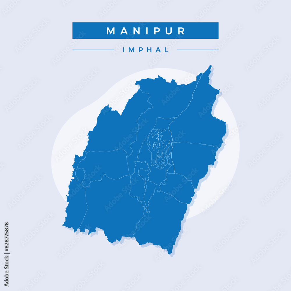 National map of Manipur, Manipur map vector, illustration vector of Manipur Map.