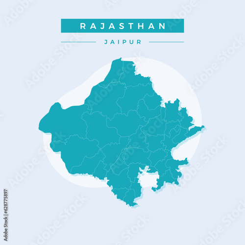 National map of Rajasthan, Rajasthan map vector, illustration vector of Rajasthan Map. photo
