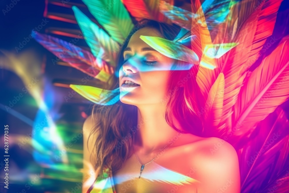 Double Exposure Summer Themed Portrait of a Woman Double Exposure Summer Themed Portrait of a Woman