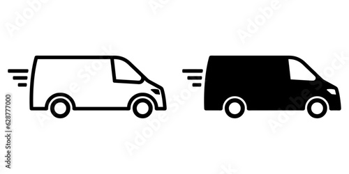 ofvs402 OutlineFilledVectorSign ofvs - delivery truck vector icon . fast shipping sign . isolated transparent . black outline and filled version . AI 10 / EPS 10 / PNG . g11742