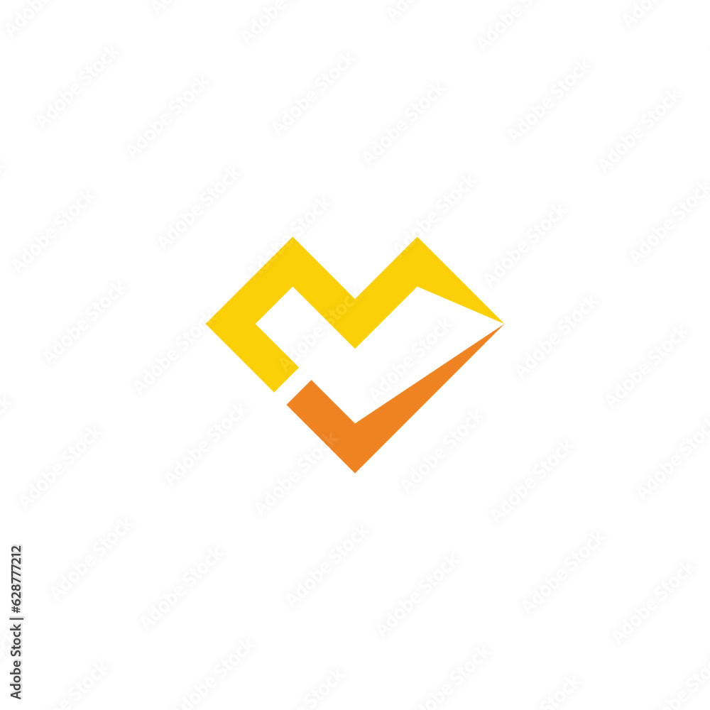 letter m check mark gold standard symbol vector letter m check mark gold standard symbol vector