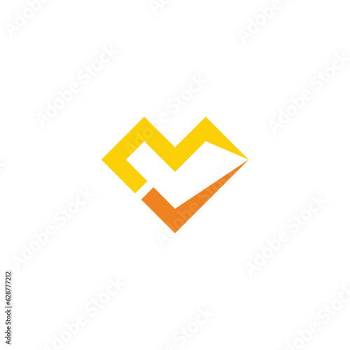 letter m check mark gold standard symbol vector