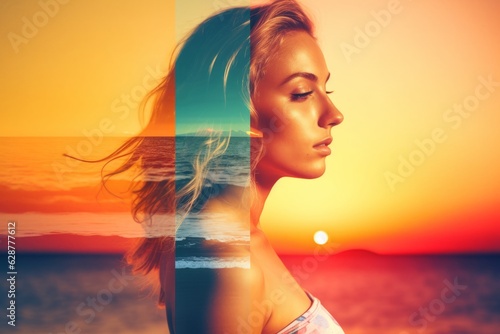 Wallpaper Mural Double Exposure Summer Themed Portrait of a Woman Torontodigital.ca