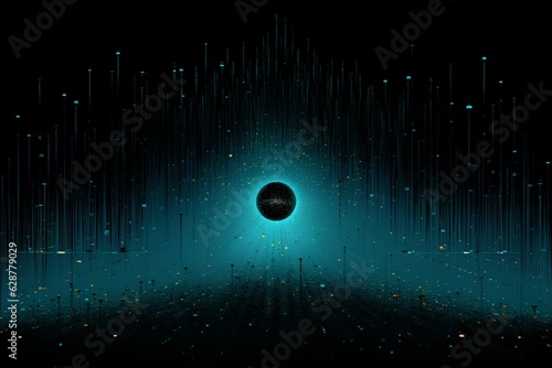 manifold cosmic horizon, ergot hyperstition, transgress, symbolic poetry art mystical, digital binary, dot matrix, barcode, black hole, eidolon, sekai, nanopunk, voidcore, cosmic dark. generative AI photo