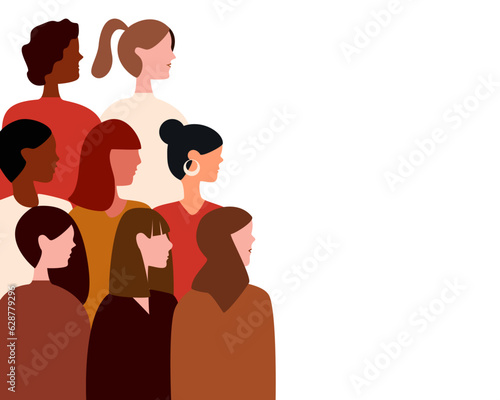 people's community side view female characters of various nationalities.