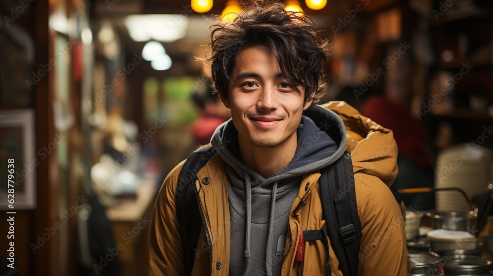 A young Korean man smiling happily and warmly. Generative AI A young Korean man smiling happily and warmly. Generative AI