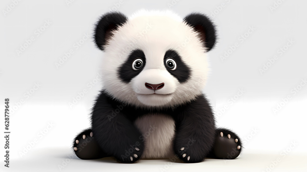 Panda 3D cute white background