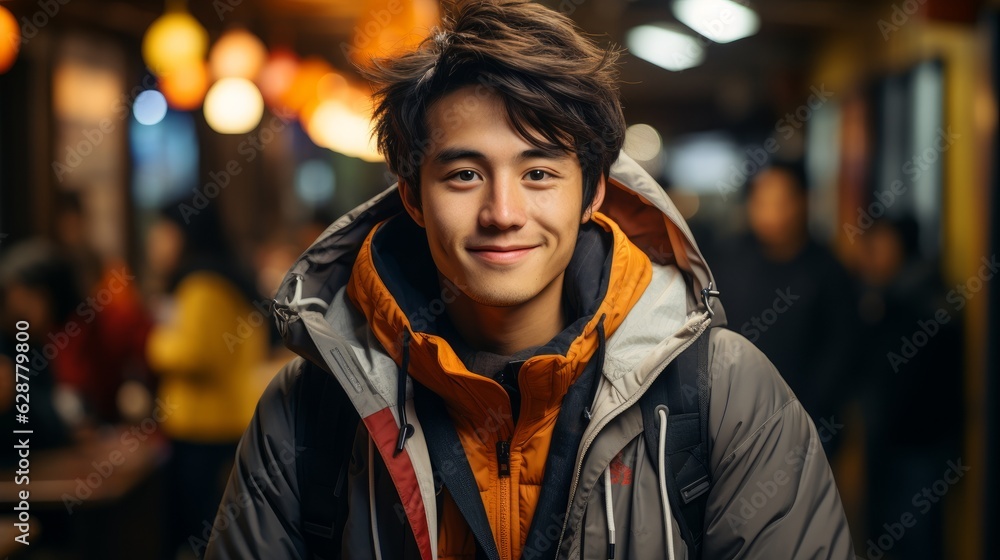 A young Korean man smiling happily and warmly. Generative AI A young Korean man smiling happily and warmly. Generative AI