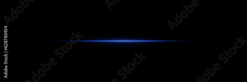 Line of light. Magic glow, particles of light, sparks. Glowing line on a black background.