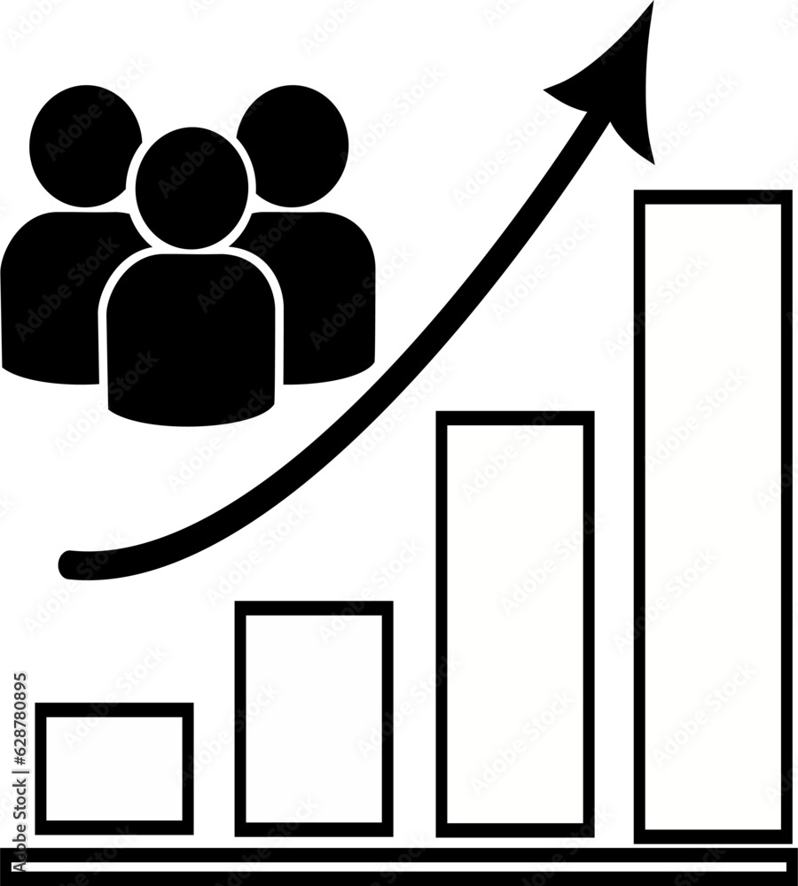 Population growth icon, increase social development, global demography ...