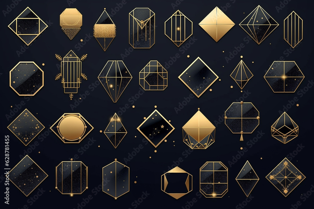 Abstract art deco design elements. Generative ai. Abstract art deco design elements. Generative ai.