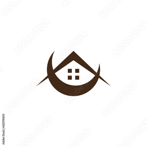 Moon Home Logo Design. House Logo Simple