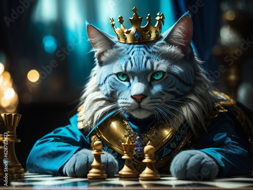 a cat playing chess