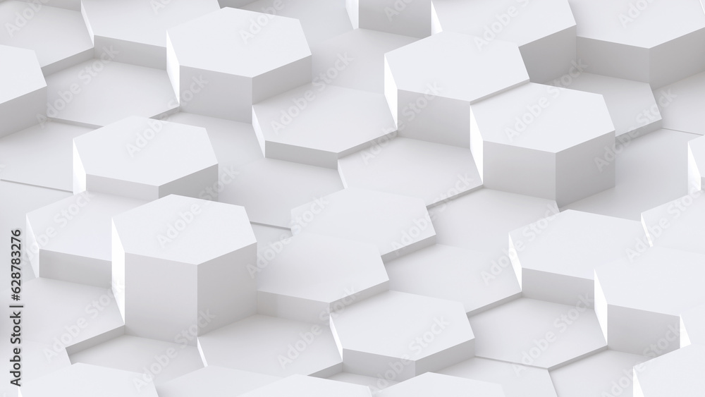 White hexagons geometric background, minimal honeycomb pattern wallpaper. White hexagons geometric background, minimal honeycomb pattern wallpaper.