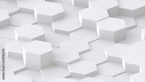 White hexagons geometric background  minimal honeycomb pattern wallpaper.