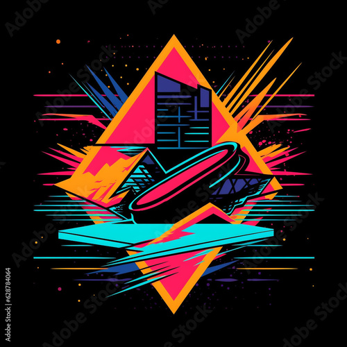 Trendy geometrical vector illustration with elements and abstract colorful textures. Fashion art print and background. generative ai.