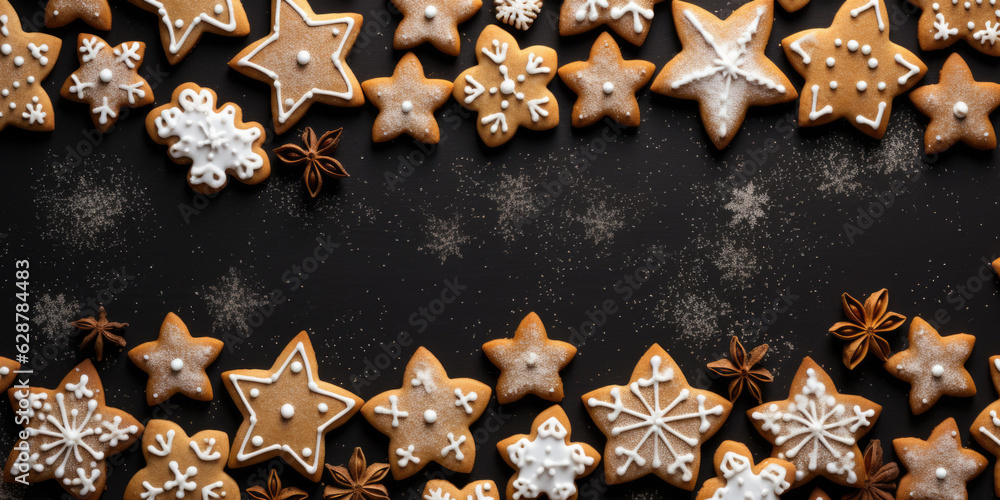 Christmas homemade gingerbread cookies background