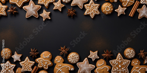 Christmas homemade gingerbread cookies background
