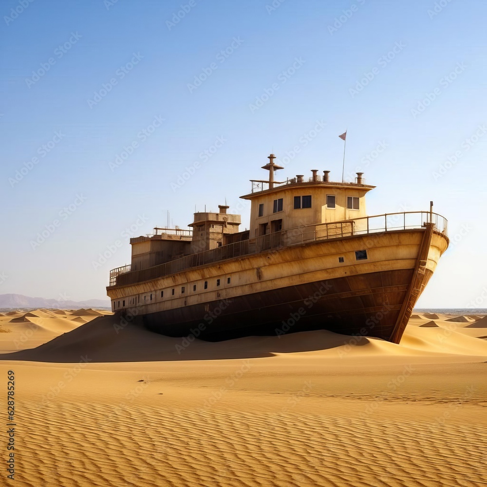 Fototapeta premium Old ship in the desert.