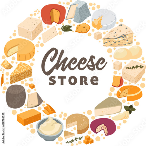 Cheese store, natural and tasty dairy products