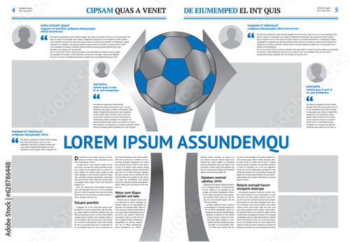 Newspaper design template with blue headline