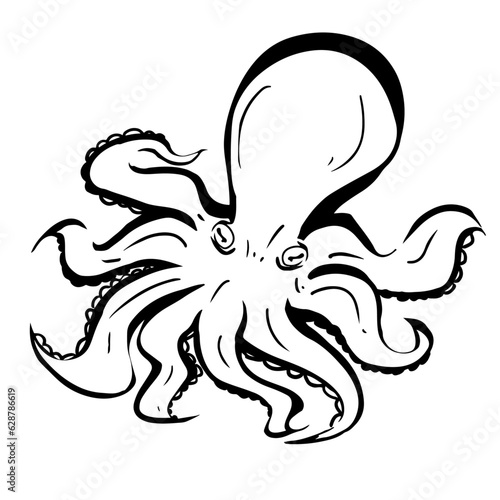 たこ　水墨画イラスト