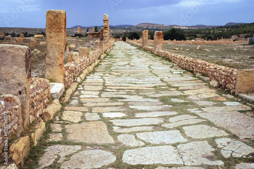 Road in Roman ancient city Sufetula in Sbeitla city in north-central Tunisia