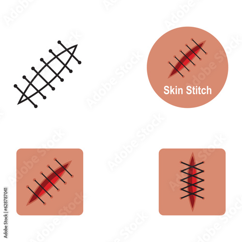 skin stitch icon vector
