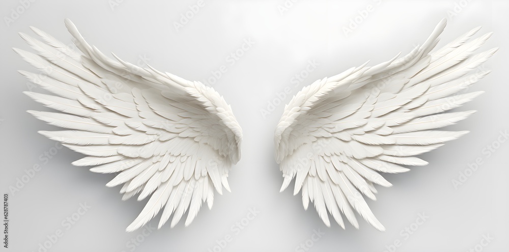 Obraz premium White wings isolated on white background created with Generative AI technology