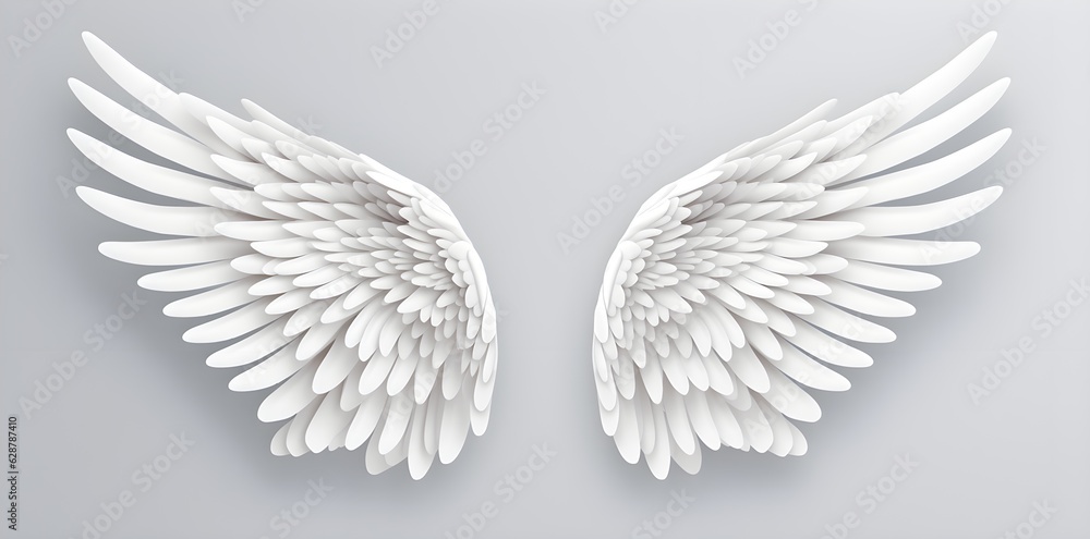 Fototapeta premium White wings isolated on white background created with Generative AI technology