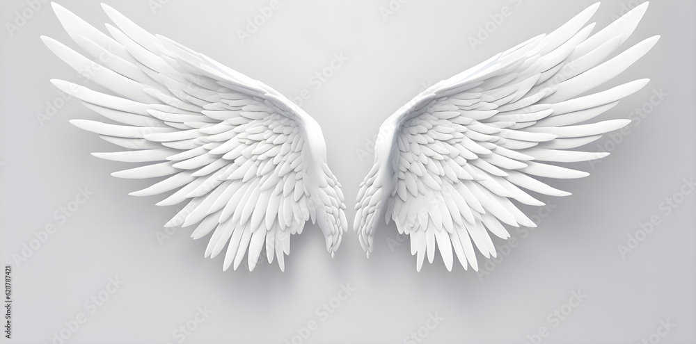Obraz premium White wings isolated on white background created with Generative AI technology