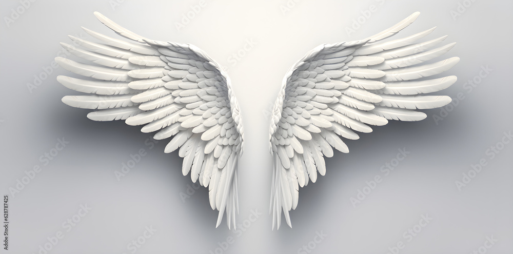 White wings isolated on white background created with Generative AI technology White wings isolated on white background created with Generative AI technology