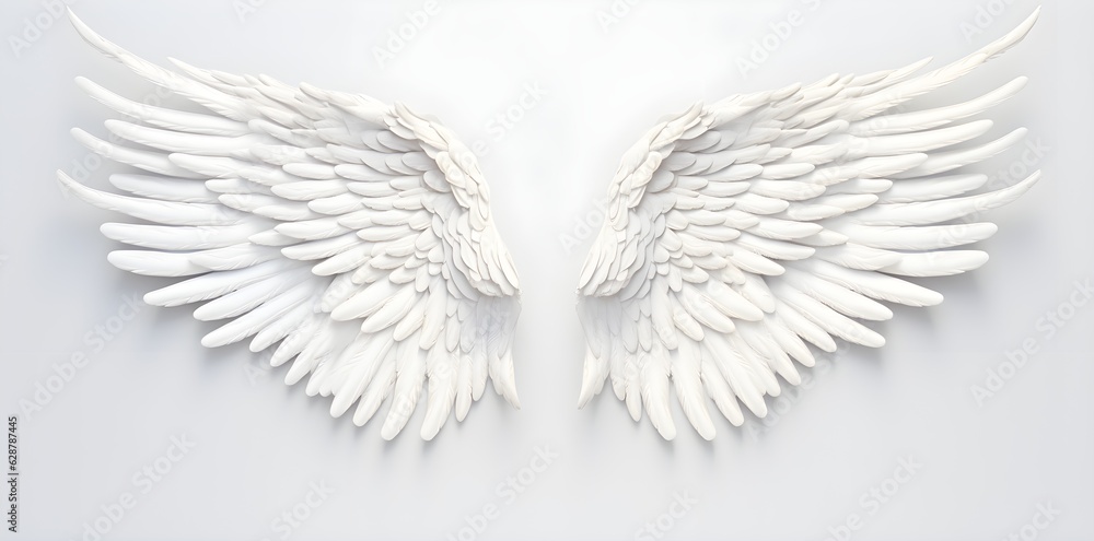 Obraz premium White wings isolated on white background created with Generative AI technology