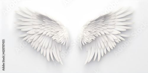 White wings isolated on white background created with Generative AI technology © Oksana