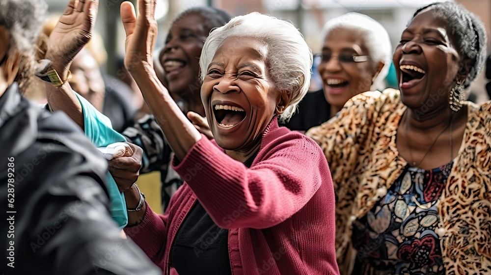 Elder group dance and celebrate together, old friend Elder group dance and celebrate together, old friend