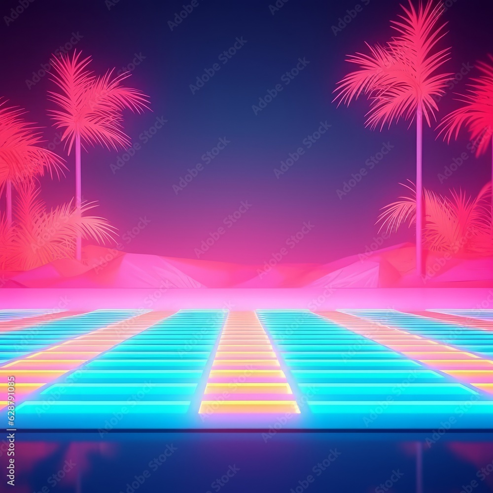 Naklejka premium Glowing Tropical Themed 3D Abstract Background