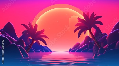 Glowing Tropical Themed 3D Abstract Background © AberrantRealities