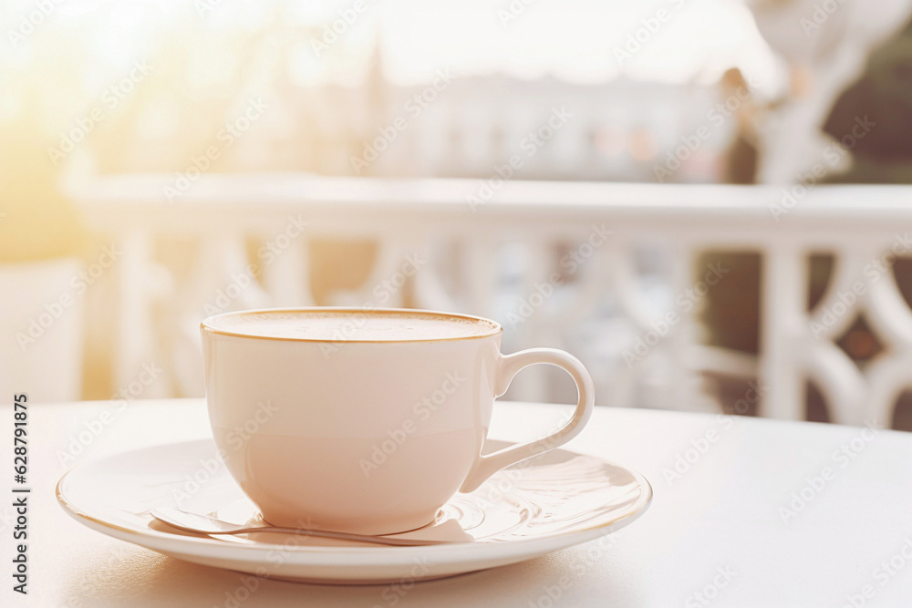 Fototapeta premium Cup of coffee on cafe table