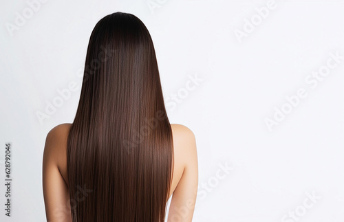  Rearview shot of a young woman with long silky dark  hair photo