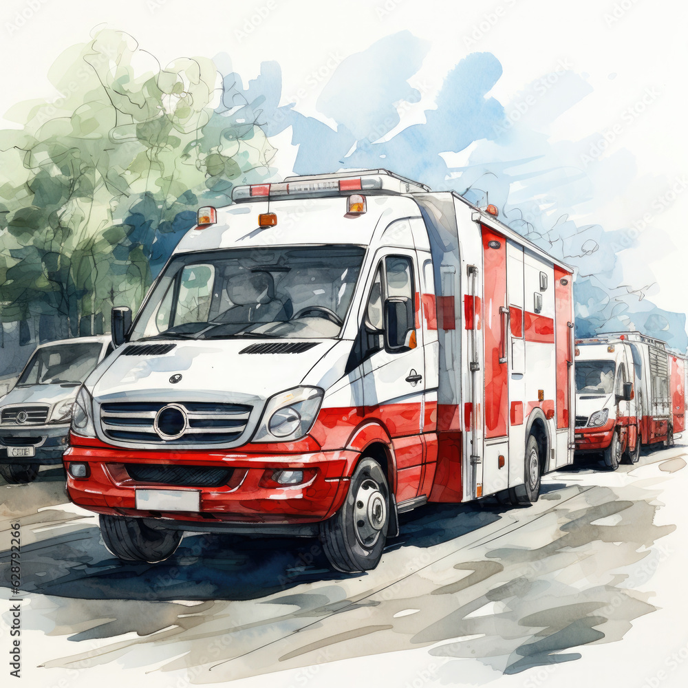 Ambulance car. Color Clip art design