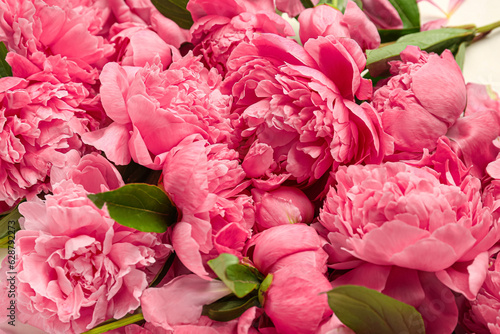 Fototapeta Naklejka Na Ścianę i Meble -  Pink peony flowers as background, closeup